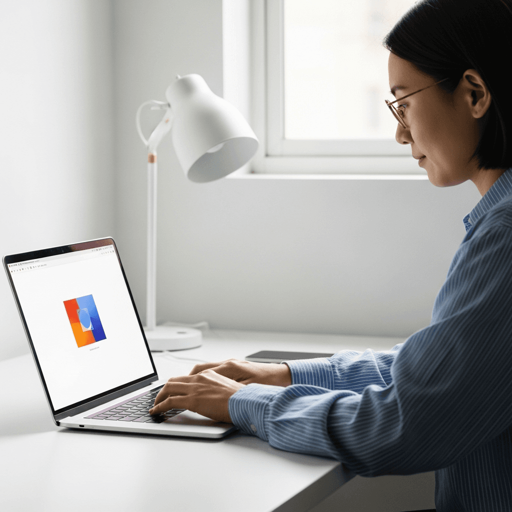 Minimalist workspace with simple clean desk setup showing focused productivity